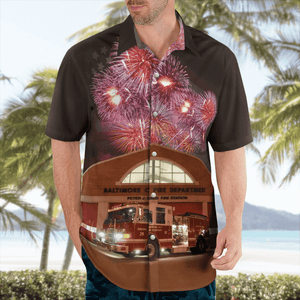 4Th Of July Baltimore City Fire Department Hawaiian Shirt