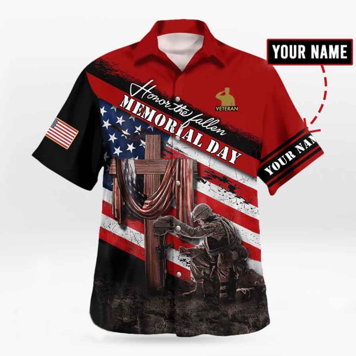 Personalized US Veteran Memorial Honor The Fallen Hawaiian Shirt