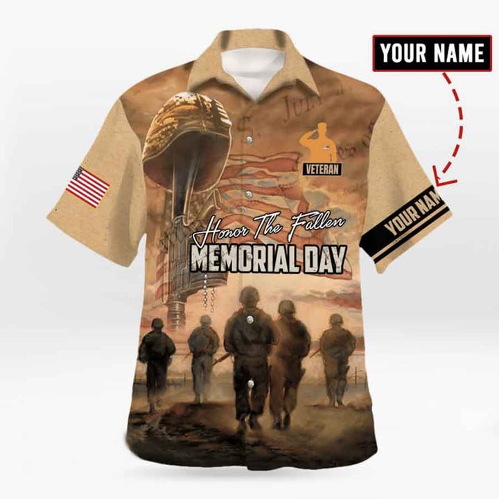 Personalized US Veteran Memorial hawaiian shirt, Veteran Hawaiian Shirt