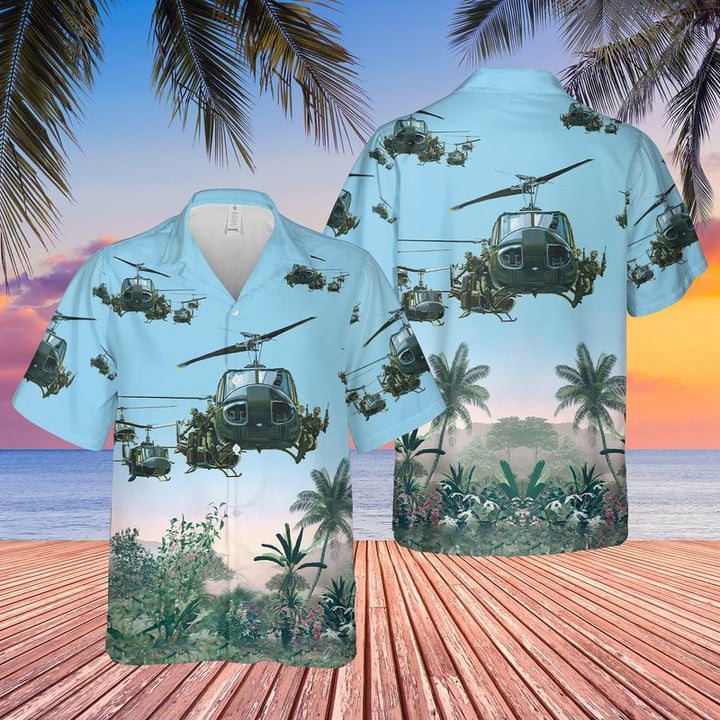 US Army Bell UH-1 Huey Hawaiian, Short Sleeve Hawaiian Shirt