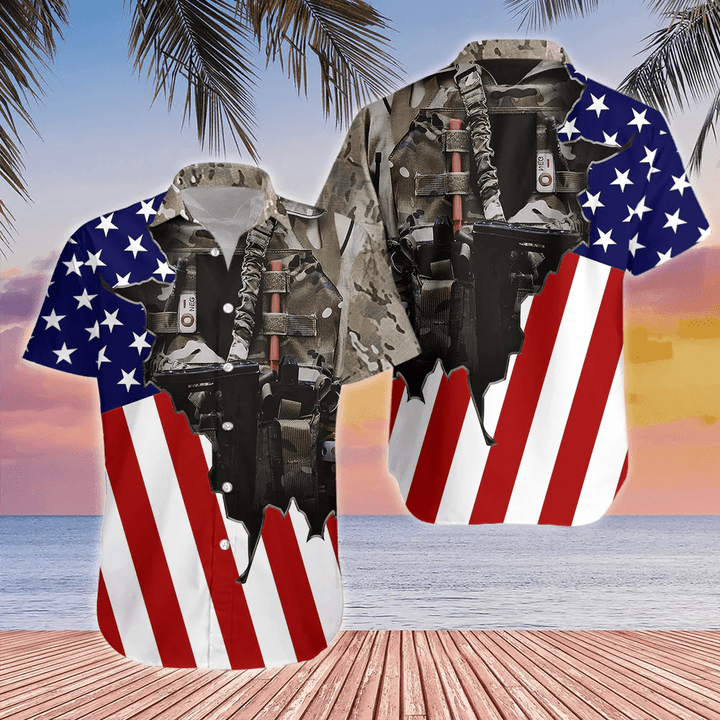 Us Army Uniform American Flag Patriotic Hawaiian Shirt