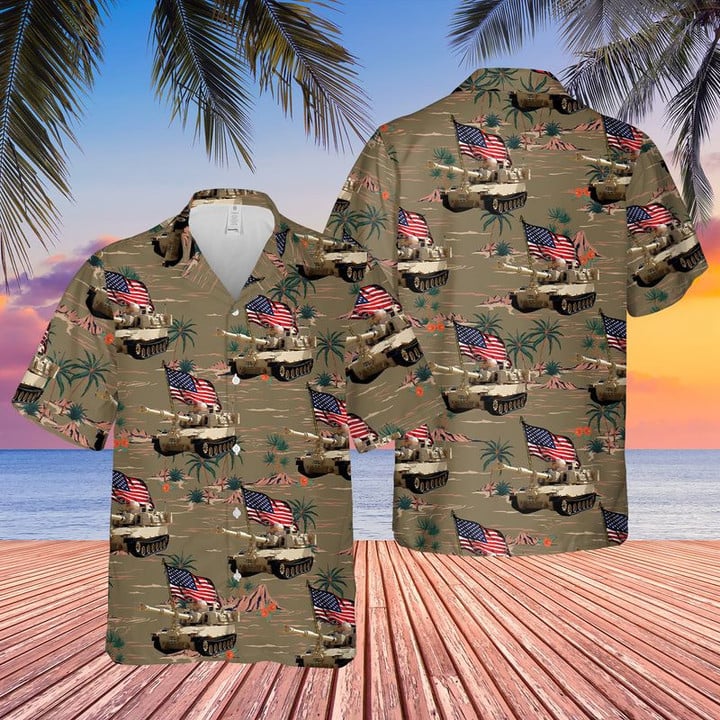 US Army M109 Paladin Tank 4th Of July Hawaiian Shirt