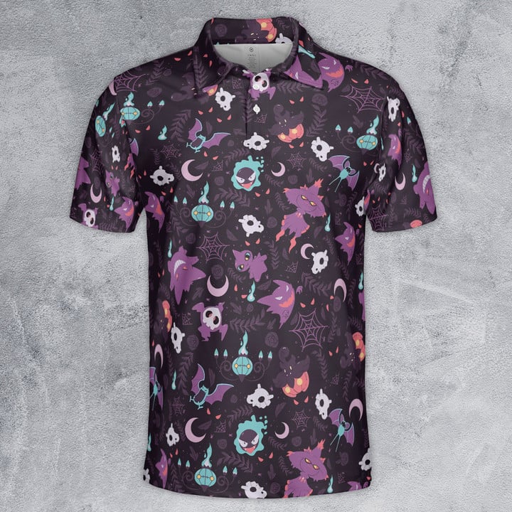 Lavender Town Pokemon Pattern - Polo Shirt For Men
