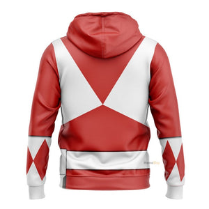 Red Mighty Morphin Power Ranger Costumes C2- 3D Hoodie PRHS74