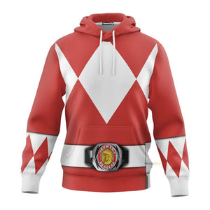 Red Mighty Morphin Power Ranger Costumes C2- 3D Hoodie PRHS74