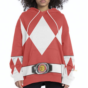 Red Mighty Morphin Power Ranger Costumes C2- 3D Hoodie PRHS74