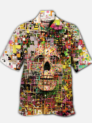 Skull Artwork Cool Psychedelic Hippie Hawaiian Shirt