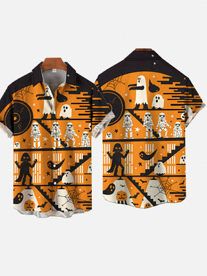 Orange Halloween Mysterious Space Masked Man Comics Hawaiian Shirt