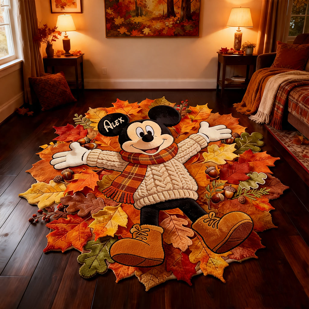 Fall Vibes With Magic Mouse Custom Name Gift - Personalized Tufted Rug ...