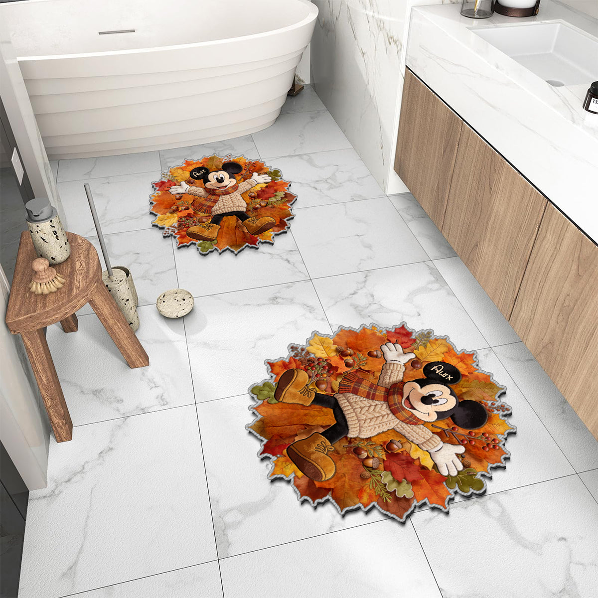 Fall Vibes With Magic Mouse Custom Name Gift - Personalized Tufted Rug ...