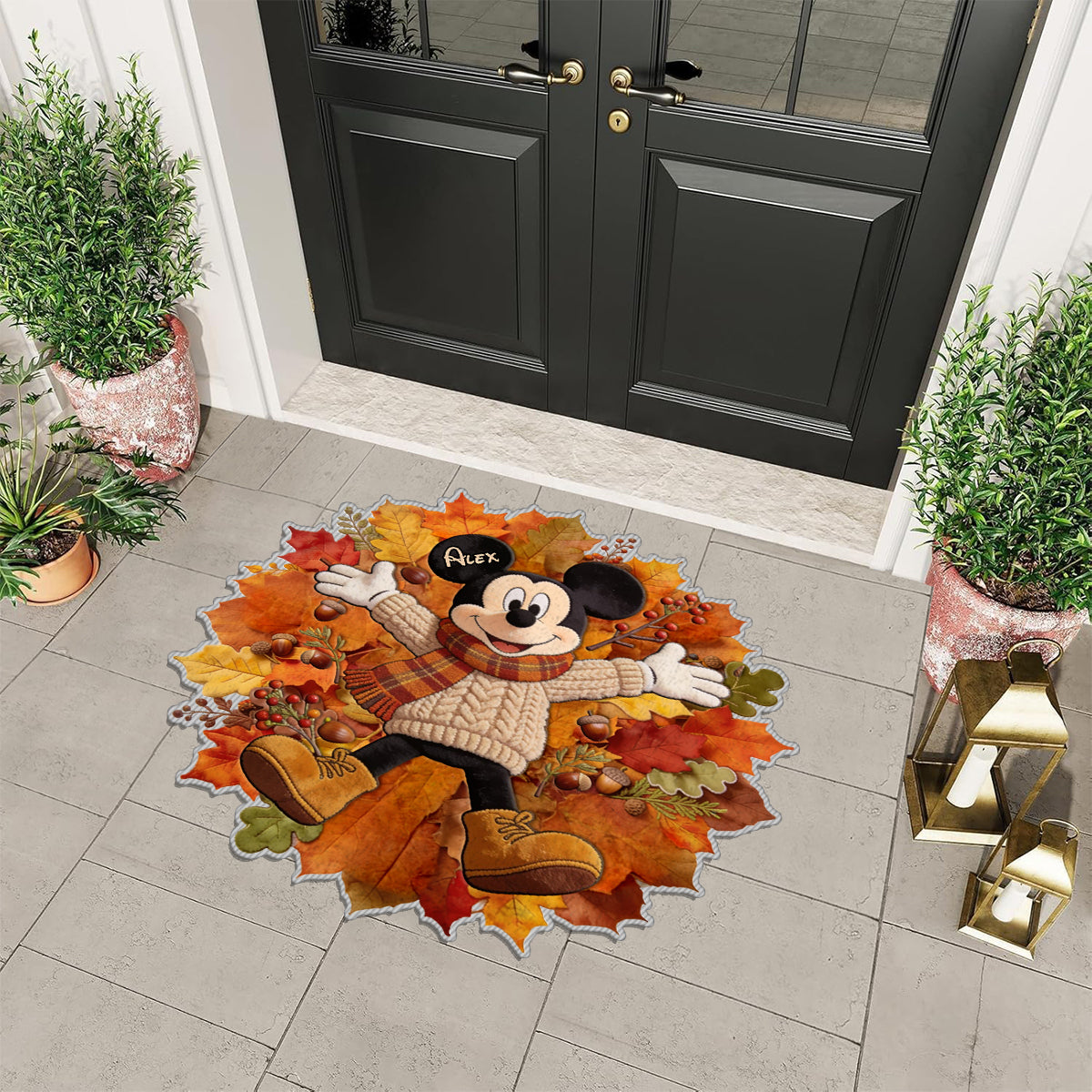 Fall Vibes With Magic Mouse Custom Name Gift - Personalized Tufted Rug ...