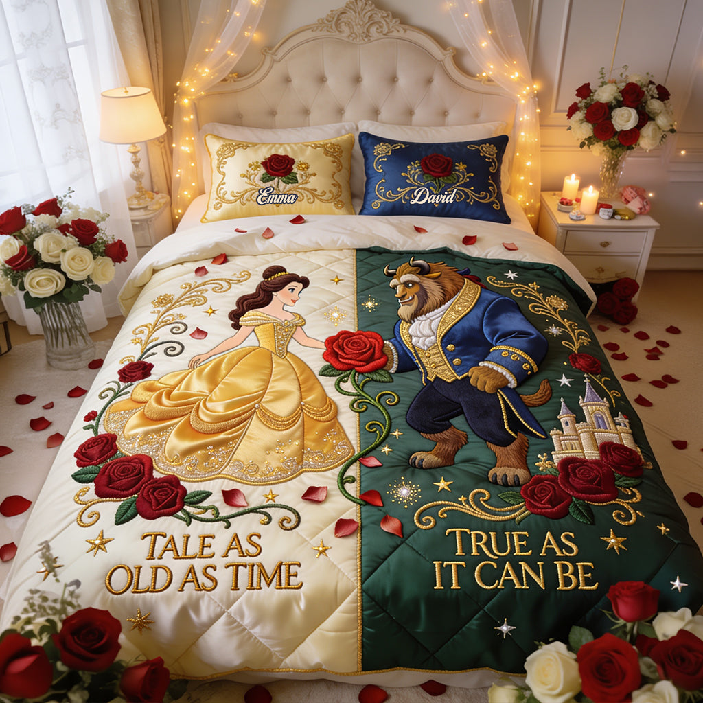DSNY Tale As Old As Time - Personalized Quilted Bedding Set - Gift For Family, Couples NL122