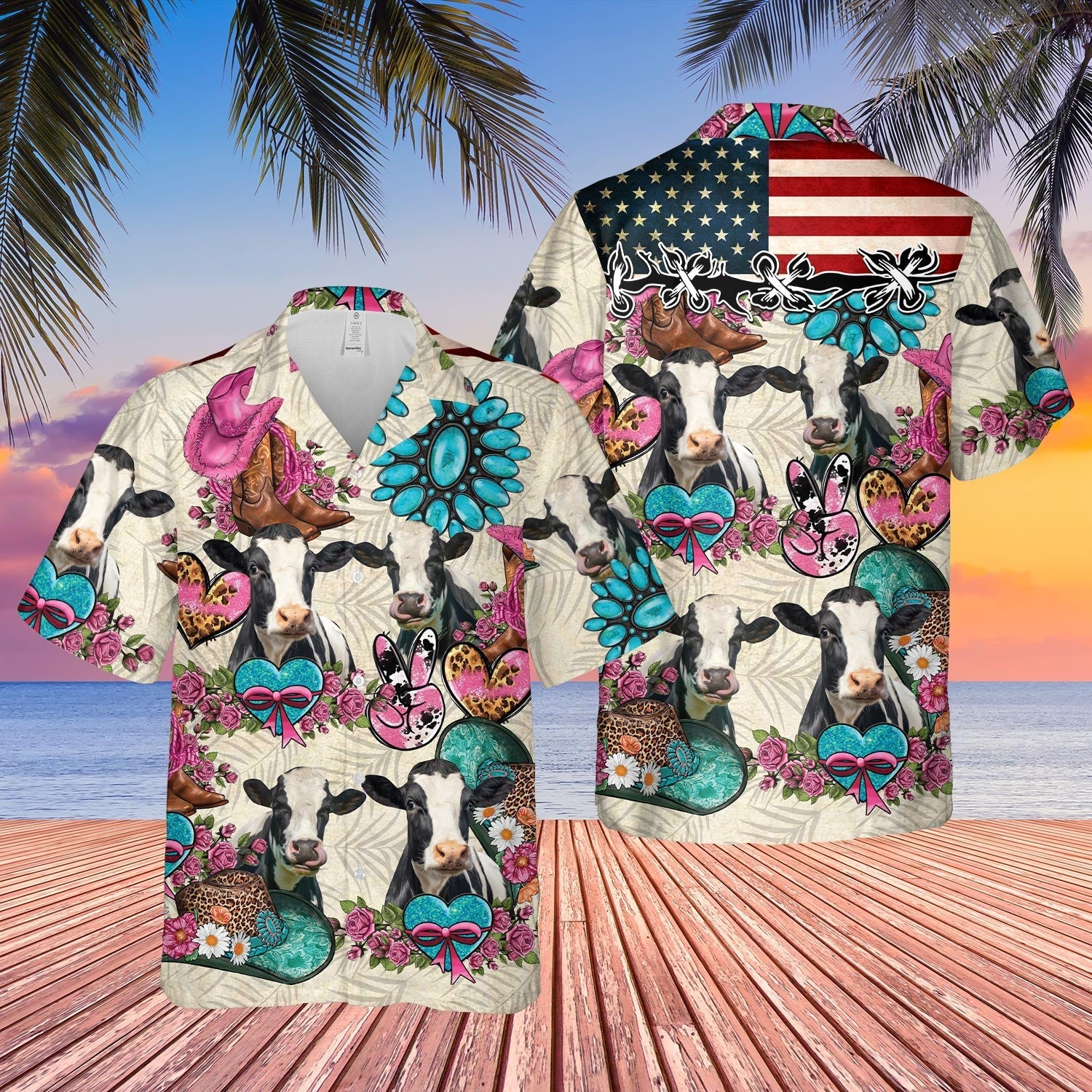 Unique Holstein Happiness Flowers 3D Hawaiian Shirt