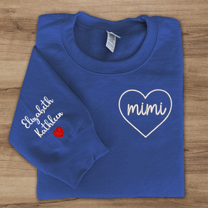 Custom Name with Heart - Embroidered Sweatshirt, Hoodie, Tshirt - Best Gift for Grandma