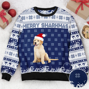 Custom Photo Merry Sharkmas - Christmas Gift For Family, Friends - Personalized Ugly Sweater