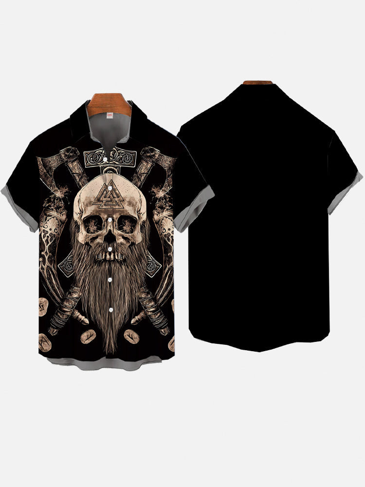 Mystical Ax Machete And Bearded Skull Hawaiian Shirt