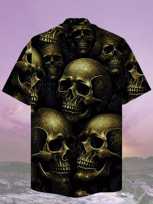 Mysterious Pattern Metal Broken Skull Hawaiian Shirt