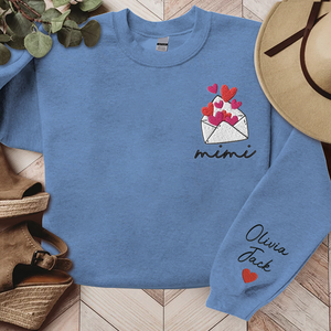 Love Letter Valentine Mimi And Kids - Embroidered Hoodie, Sweatshirt, Tshirt - Gift for Family