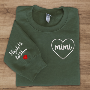 Custom Name with Heart - Embroidered Sweatshirt, Hoodie, Tshirt - Best Gift for Grandma