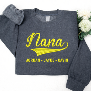 Personalized Grandma Nana With Grandkids - Embroidered Sweatshirt, Hoodie, Tshirt - Best Gift for Grandma