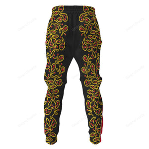 Elvis Spanish Flower - Black With Red Stones - Costume Cosplay Hoodie Sweatshirt Sweatpants