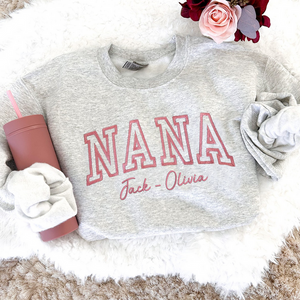 Custom Nana With Grandkids - Embroidered Hoodie, Sweatshirt, Tshirt - Gift for Grandma