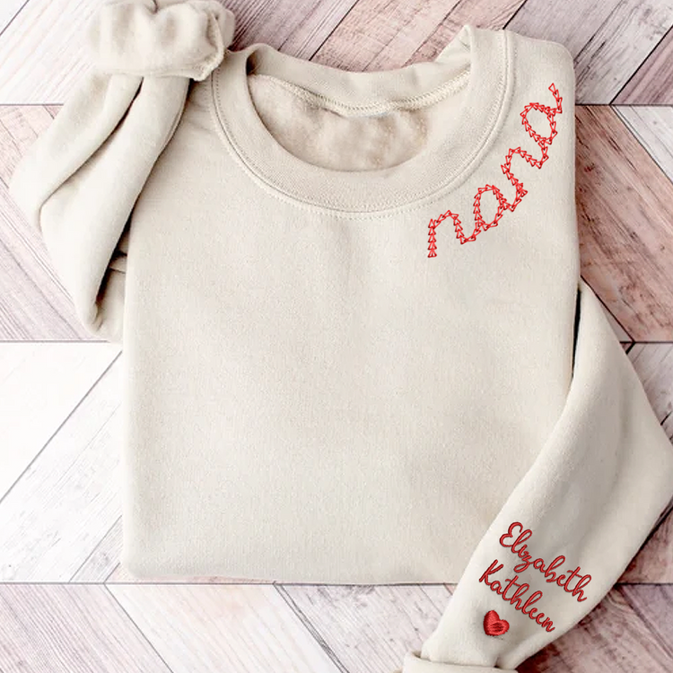 Custom Text Nana - Embroidered Hoodie, Sweatshirt, Tshirt - Gift for Grandma