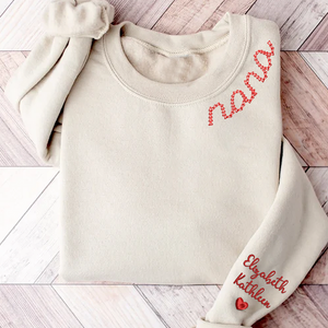 Custom Text Nana - Embroidered Hoodie, Sweatshirt, Tshirt - Gift for Grandma