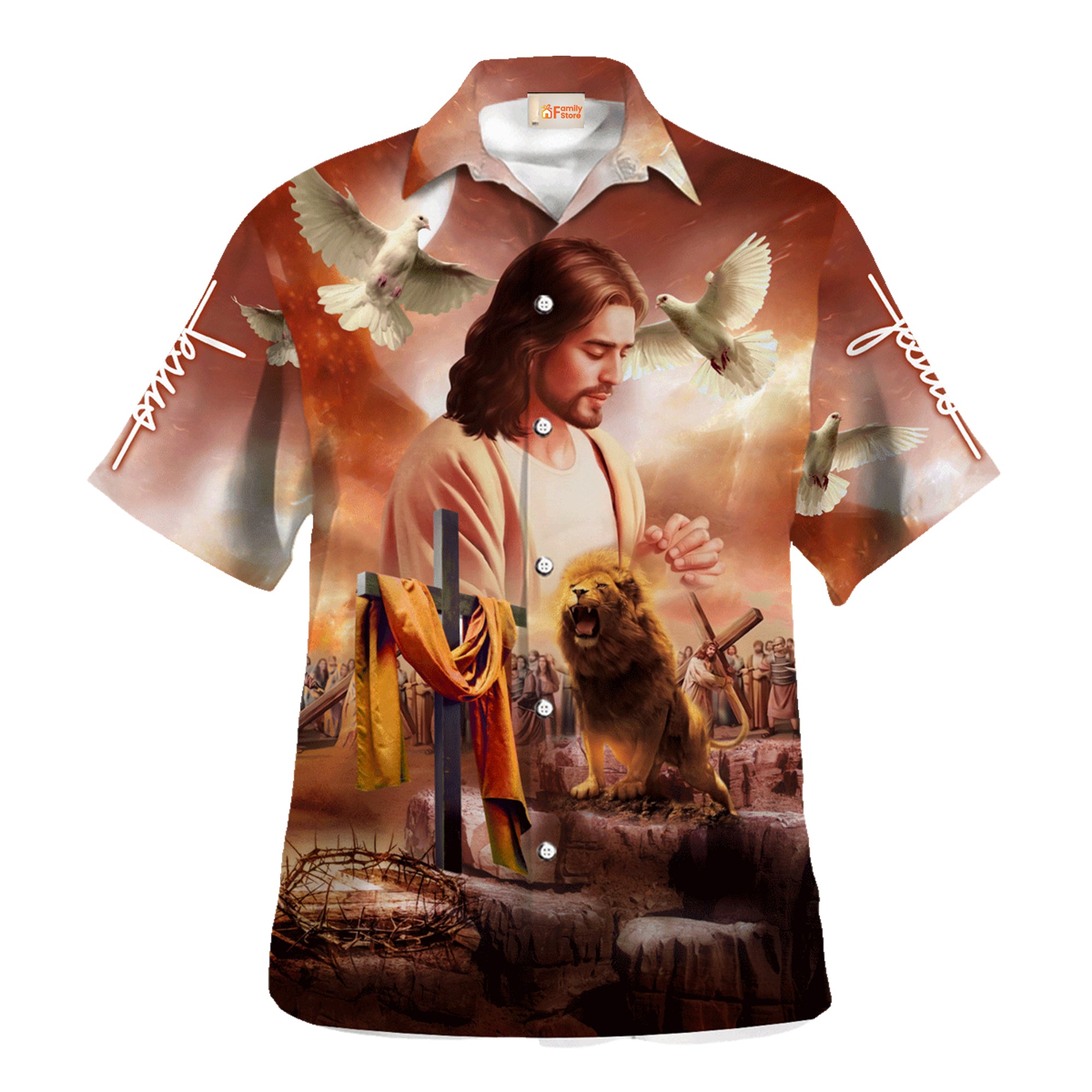 Jesus Is Praying, Lion Hawaiian Shirt