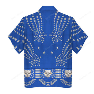 Elvis Owl Blue - Costume Cosplay Hawaiian Shirt ELHS07