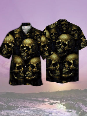 Mysterious Pattern Metal Broken Skull Hawaiian Shirt