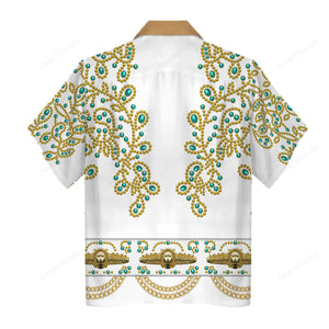 lvis Spanish Flower - White With Green Stones - Costume Cosplay Hawaiian Shirt ELHS34