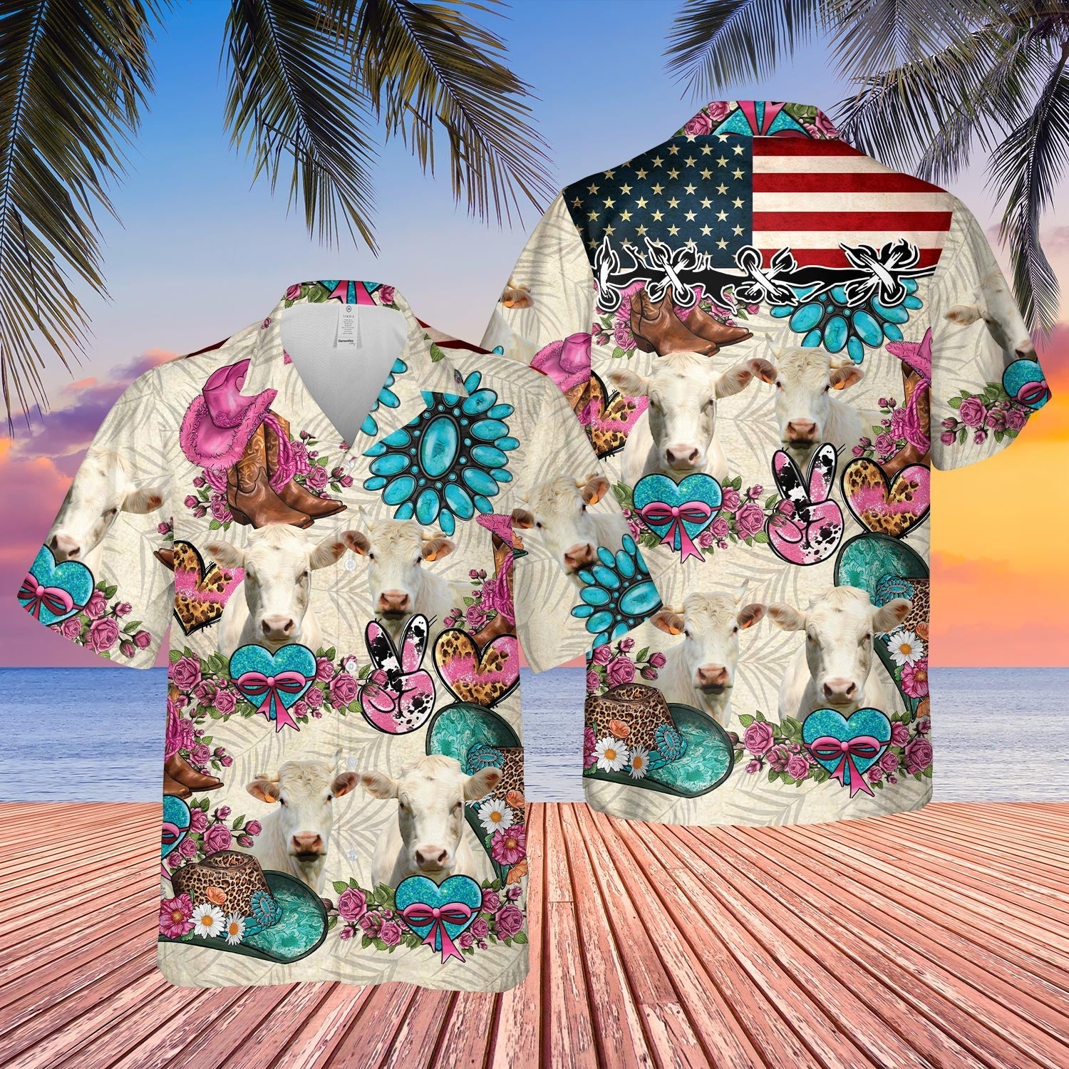 Unique Charolais Happiness Flowers 3D Hawaiian Shirt