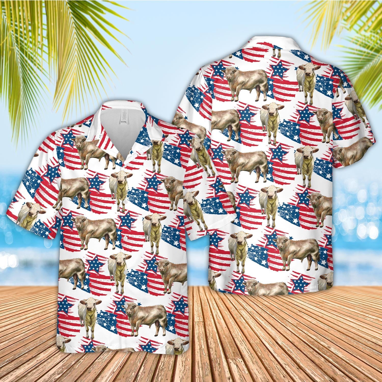 Unique Charolais Happy Flag 3D Hawaiian Shirt