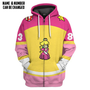 Personalized 3D Princess Peach Sports Hoodie