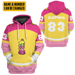 Personalized 3D Princess Peach Sports Hoodie