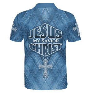 Jesus Is My Savior Blue Polo Shirt For Men