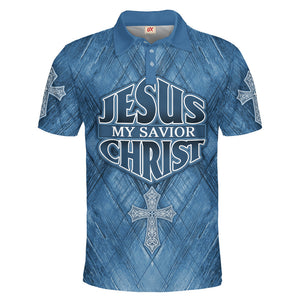 Jesus Is My Savior Blue Polo Shirt For Men