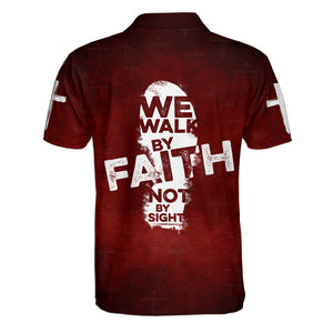 We Walk By Faith Not By Sight Red Polo Shirt For Men