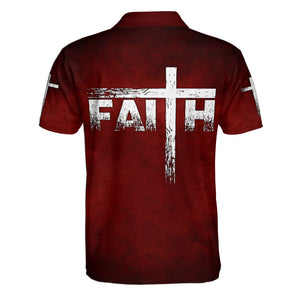 Jesus Faith Over Fear Red Polo For Men