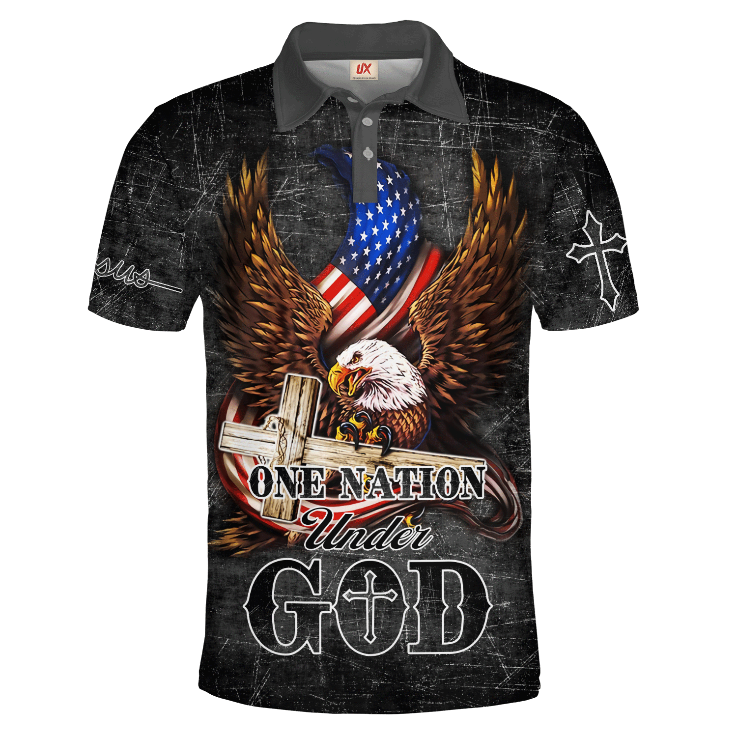 One Nation Under God US And Eagle Polo Shirt For Men