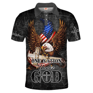 One Nation Under God US And Eagle Polo Shirt For Men