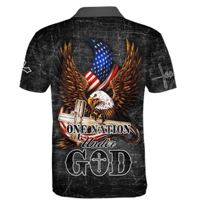 One Nation Under God US And Eagle Polo Shirt For Men