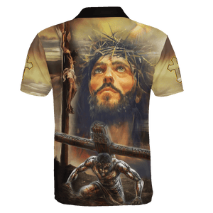 Jesus And Cross Polo Shirt For Men