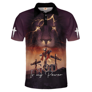 God Is My Power Lion Polo Shirt For Men