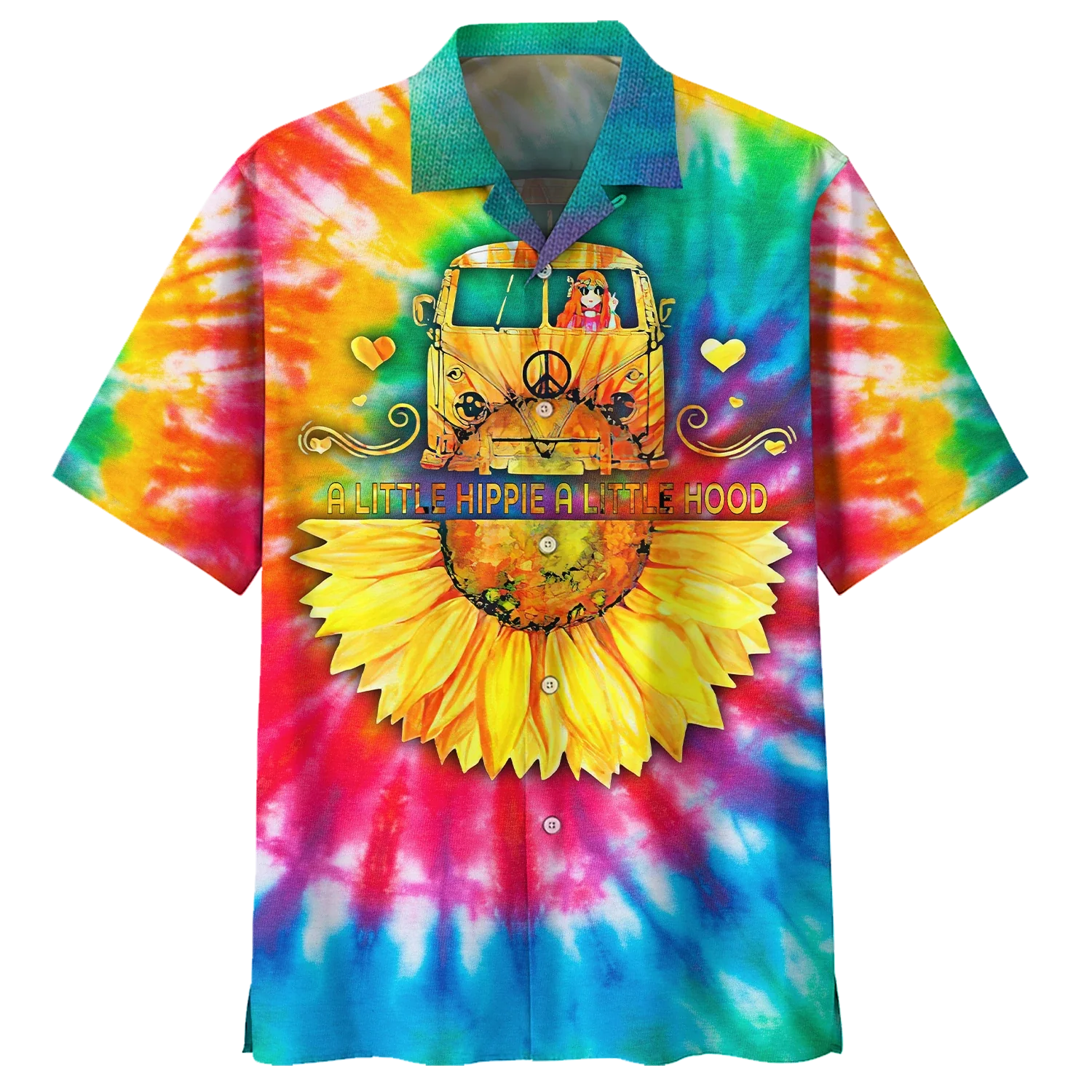 Hippie A Little Hood Colorful Hawaiian Shirt
