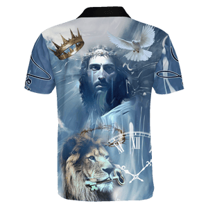 Jesus And Lion Time Polo Shirt For Men