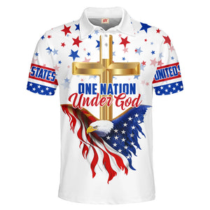 American Flag And Cross One Nation Under God Polo For Men