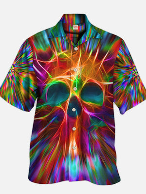 Rainbow Radiant Skull Hawaiian Shirt