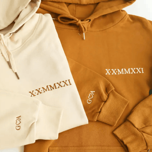 Personalized Date Roman Numeral  - Embroidered Hoodie, Sweatshirt, Tshirt - Anniversary, Wedding Gift Ideas, Gift for Couple